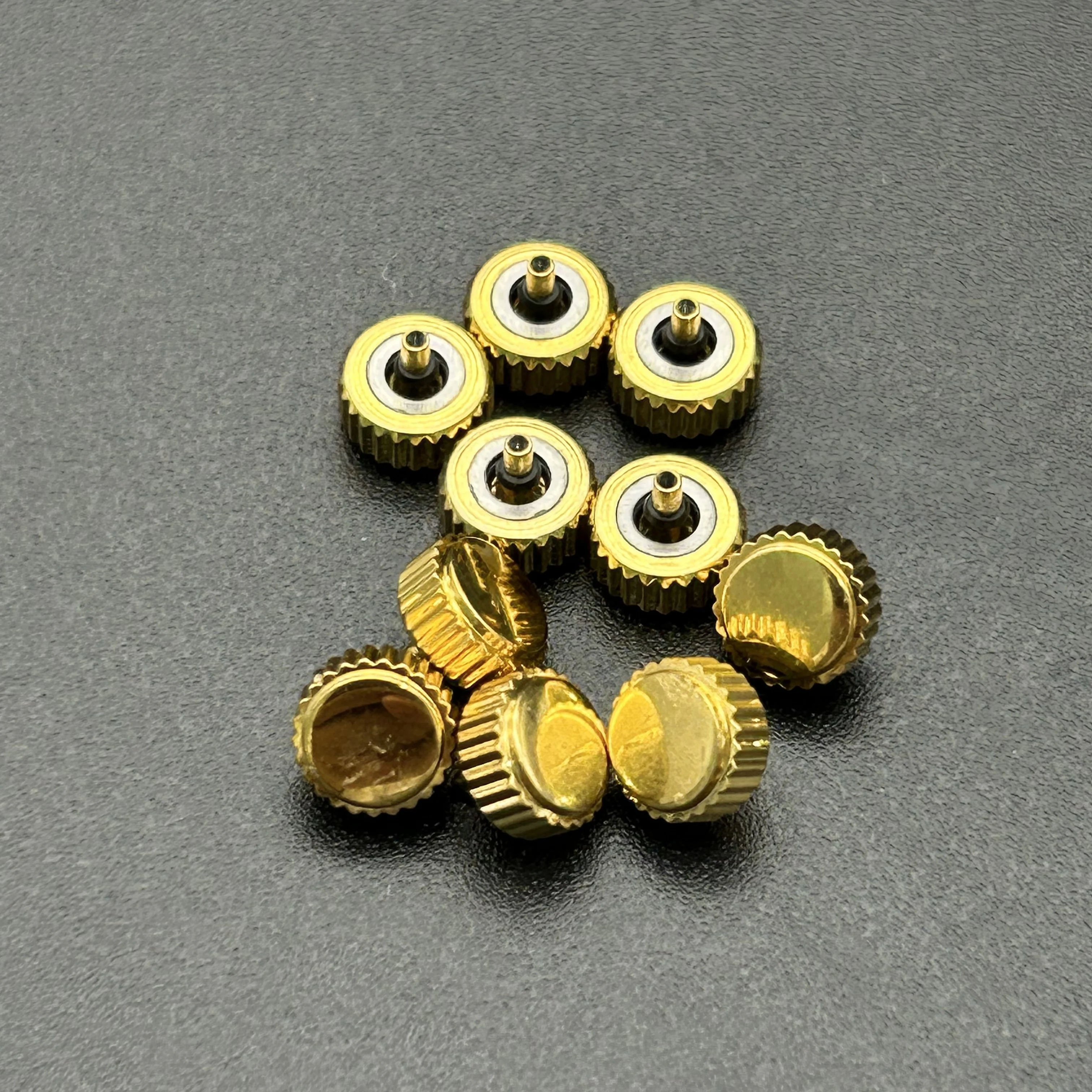 5pcs Long Tube Gold Color Steel Watch Crown 4.5mm 5mm 5.5mm 6mm 6.5mm 7mm 8mm Head Diameter