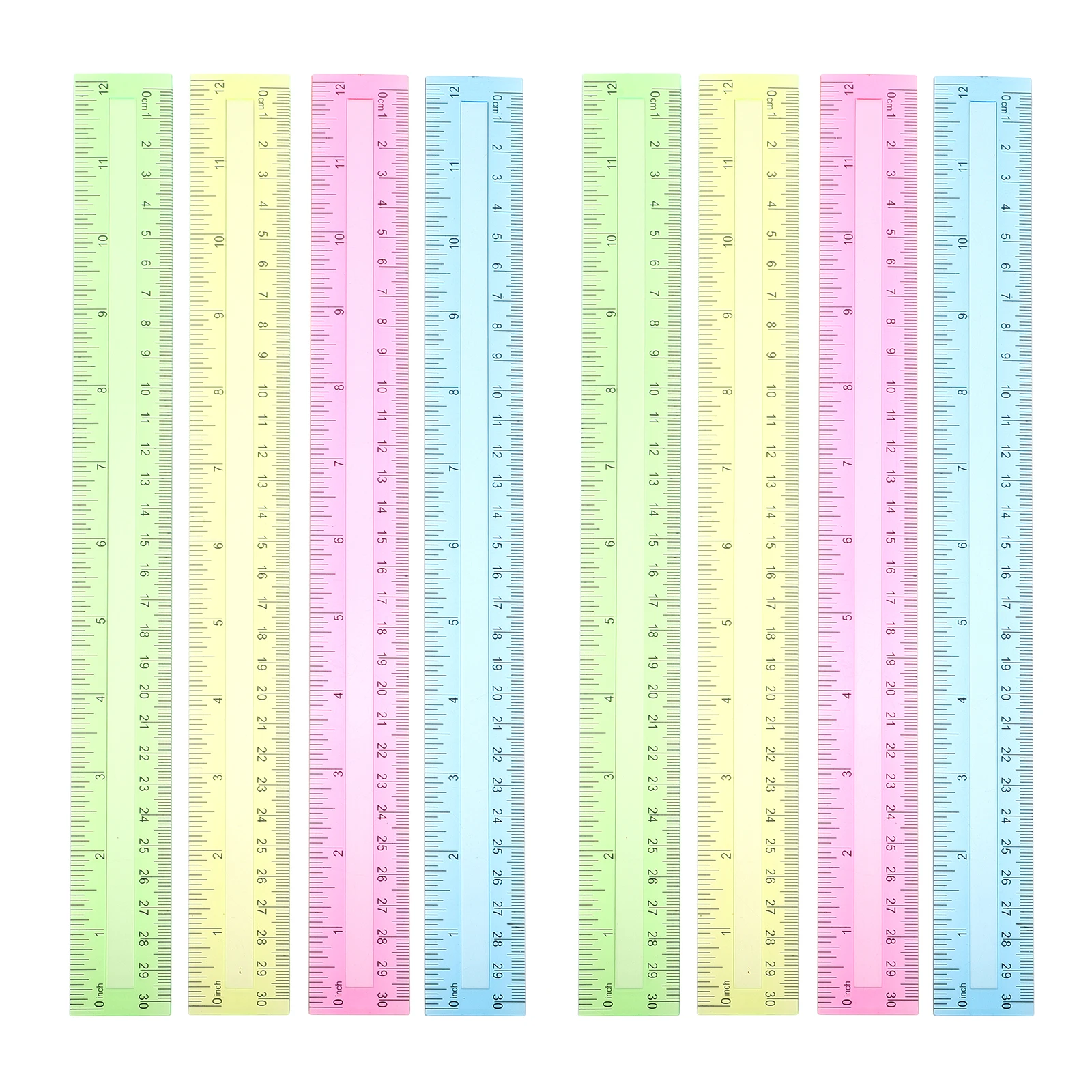 

16pcs Colored Transparent Ruler 12 Inch Straight Lightweight School Drawing Measuring Tools Plastic Rulers Students
