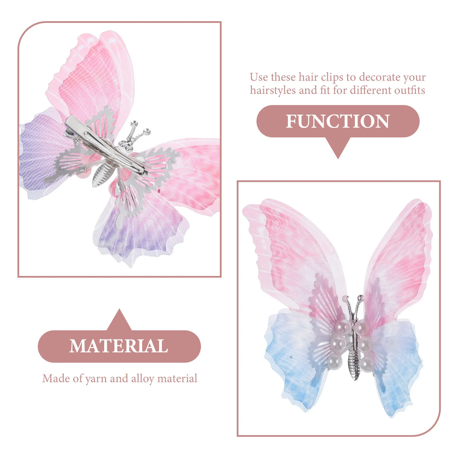 

2Pcs Moving Butterfly Hair Clips Small Clips Hairpin Hair Accessories for Teens Prom Party Daily Style