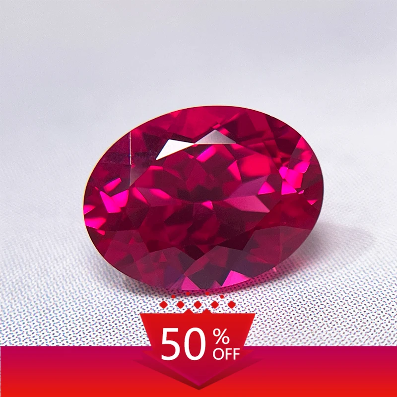 

A- Top Quality Lab Grown Ruby Oval Cut Ruby Color DIY Charms Ring Necklace Earrings Main Materials Selectable AGL Certificate