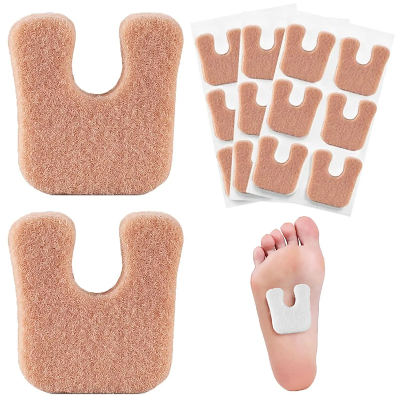 

U-Shaped Metatarsal Felt Callus Pads,Protect Calluses from Rubbing on Shoes,Reduce Foot and Heel Pain,Self-Stick Pedi Cushions