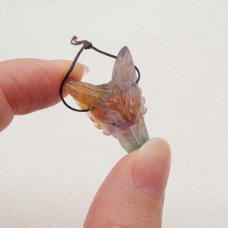 

Natural Stone Rainbow Fluorite Wolf Head Pendant Reiki Healing Carved Animal DIY Animal Jewelry Necklace Gift 27x19x10mm 6g