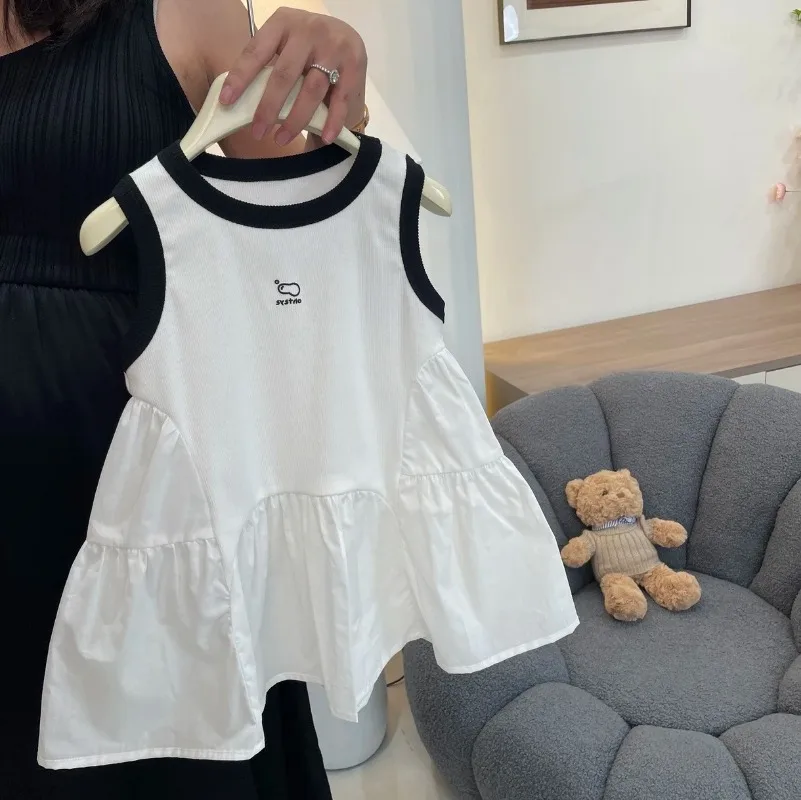 2024 Korean Kids Dresses for Girls Cute Casual Tank Dress Baby Girls Kawaii Summer Dress Toddler Girl A-line Dress 2-8y