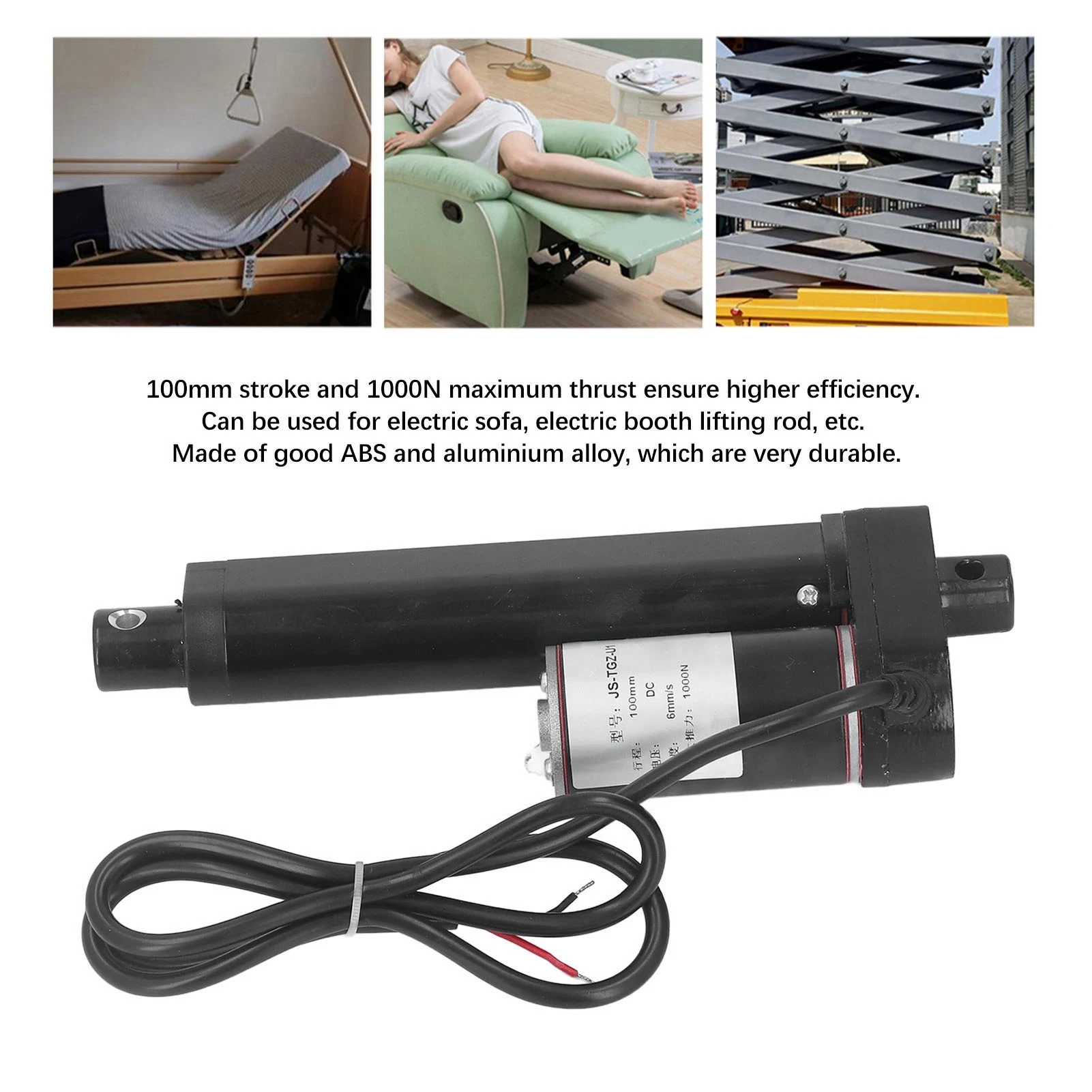 

100mm Stroke Linear Actuator Electric Linear Actuator 100mm Stroke 1000N Linear Actuator 24V for Machine Equipment