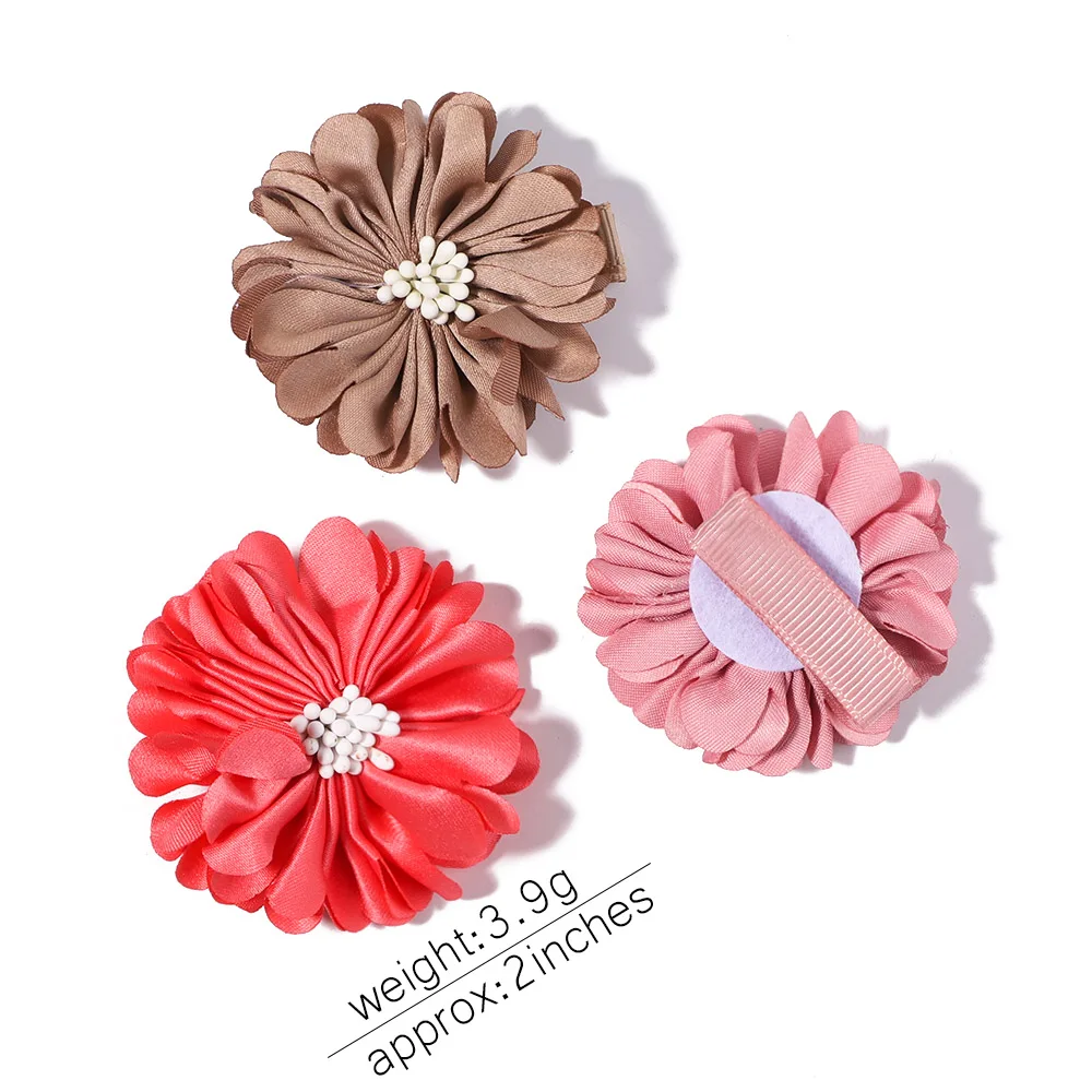 5Pcs Flower Hair Clips for Girl Sweet Chiffon Fabric Safety Hairpins Boutique Simulation Flower Headwear Kids Hair Accessories