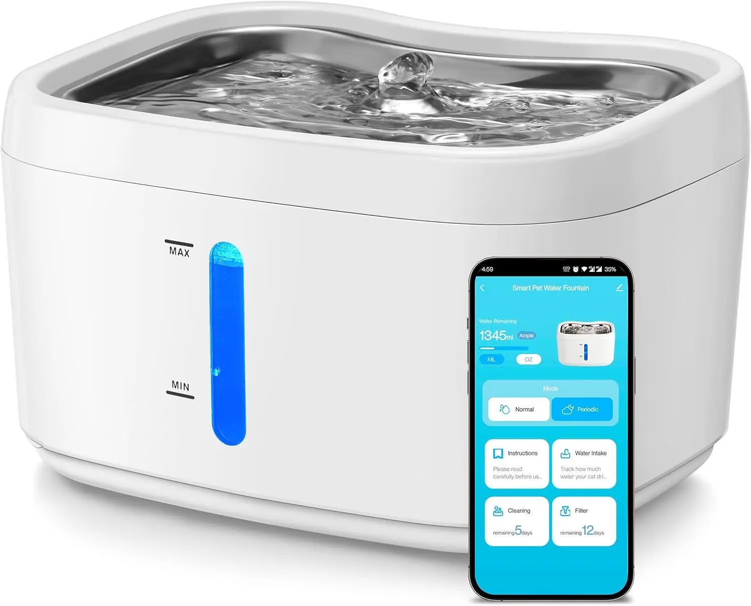 

APP control 2.5L water dispenser for pets automatic circulation filtration for pet water dispenser