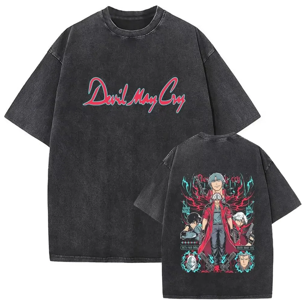 Short Sleeved Round Neck Y2k Tshirt Men Clothing New in Top & Tees Mens T-Shirt Devil May Cry 3 Dante's Awakening Vintage Wash image 3