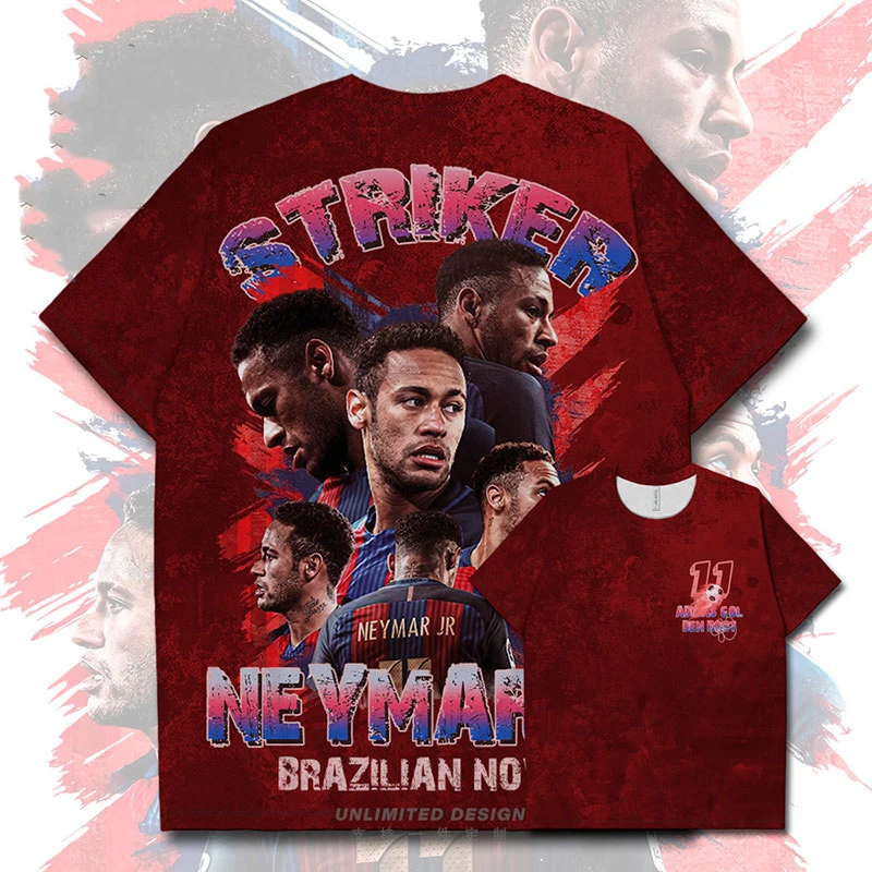 Brazil Neymar Printed Fan Jersey Short-Sleeved Children\'s T-Shirt Sports Breathable Quick-Drying Men\'s And Women\'s T-Shirt