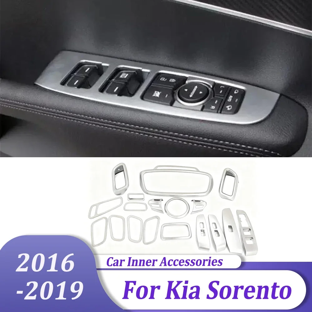 

Center Control Cover & Window Rise Trim & Door Handle Cover & Steering Wheel Trim Car Accessories For Kia Sorento 2016-2019