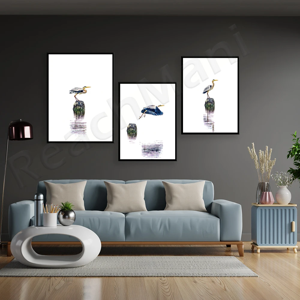 Canvas animal poster nautical bird prints heron bird painting wall art picture for living room home decor