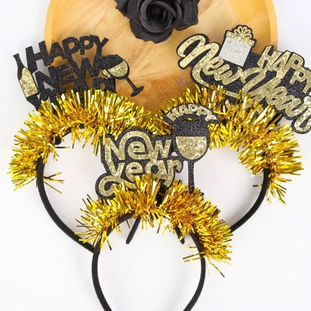 الترتر 2026 السنة الجديدة عقال نجمة/تاج الطرف الديكور عيد الميلاد السنة الجديدة خوذة ملونة أغطية الرأس بريق الشعر هوب