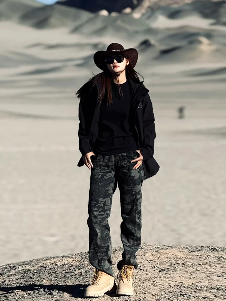 

Мужские камуфляжные джинсы American Sle с флисовой подкладкой, прямые, повседневные, для осени и зимы, в комплекте с ботинками