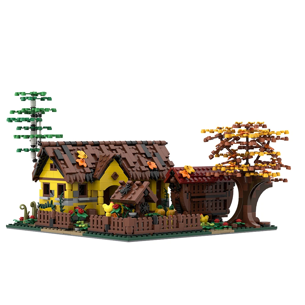 MOC ชนบท Old Country House Building Blocks รุ่น Beautiful Village Villa อิฐเด็กการศึกษาของเล่นเด็กประกอบของขวัญ