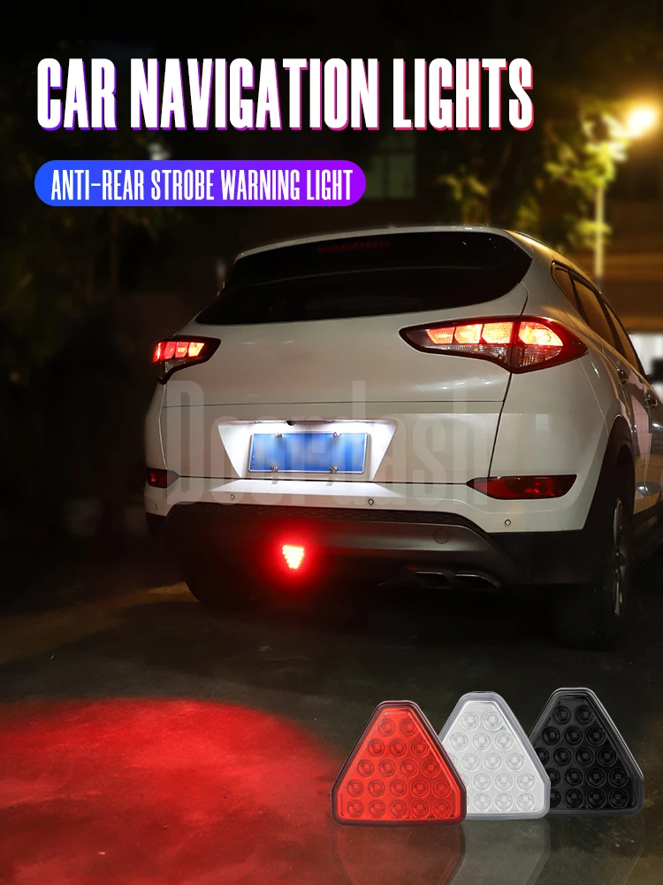 

Rear Third Brake Lamp for Car Sport F1 Triangle Style 19 LED Signal Lamp Rear Fog Brake Lights for Rainy Days Foggy Weather