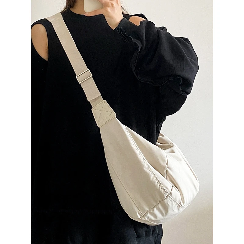 Women Canvas Hobo Bag Cotton Fabric Shoulder Crossbody Bags Large Capacity Casual Sport Handbags Female Travel School Book Bag