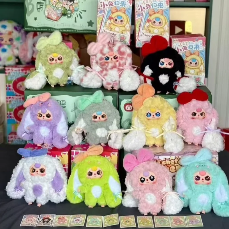 

Baby Three Rabbit Returns Blind Box Виниловая Лицо Плюшевая Подвеска Новые Модные Игрушки Лук Кроличьи Уши Серия Подарочное Украшение Фигурка Подарок