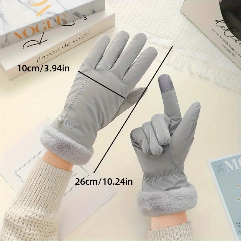 قفازات نسائية سميكة دافئة على الطراز الصيني لفصل الشتاء، متوافقة مع شاشة اللمس، مناسبة للخريف والشتاء، للطلاب، ركوب الدراجات في الهواء الطلق