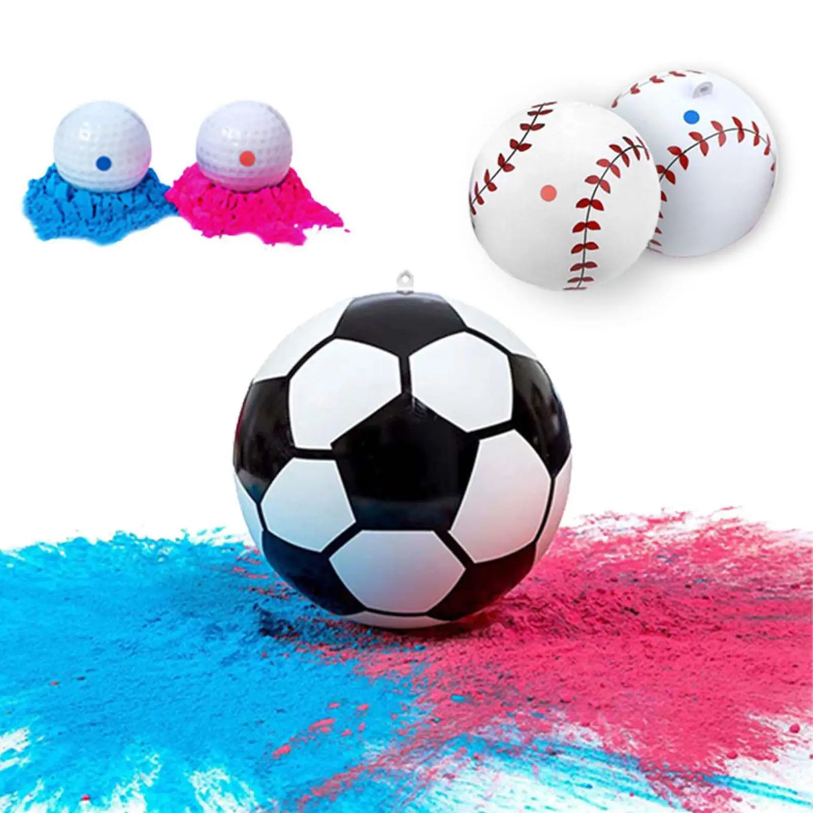 Blue Powder Gender Reveal Soccer Ball for Baby Boy or Girl Shower