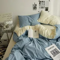 High Quality  Solid Color Double Washed Cotton Bedding 4 Pieces Set Student Dormitory Bed Linen Duvet Set Bed Suit