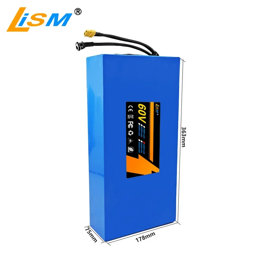 21700 60V 40Ah Ebike Batteria 60V Bici elettrica 16S8P Batteria al litio 3000W 2000W Motore scooter elettrico