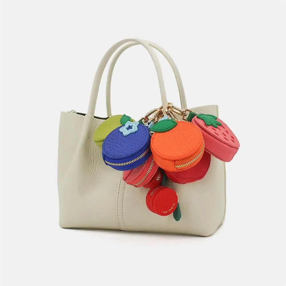

HOT Fashion Cute Fruit Shape Coin Purse PU Leather Bag Charm Keychain Mini Apple Peach Wallet Gift For Girl Korean Earphone Bag