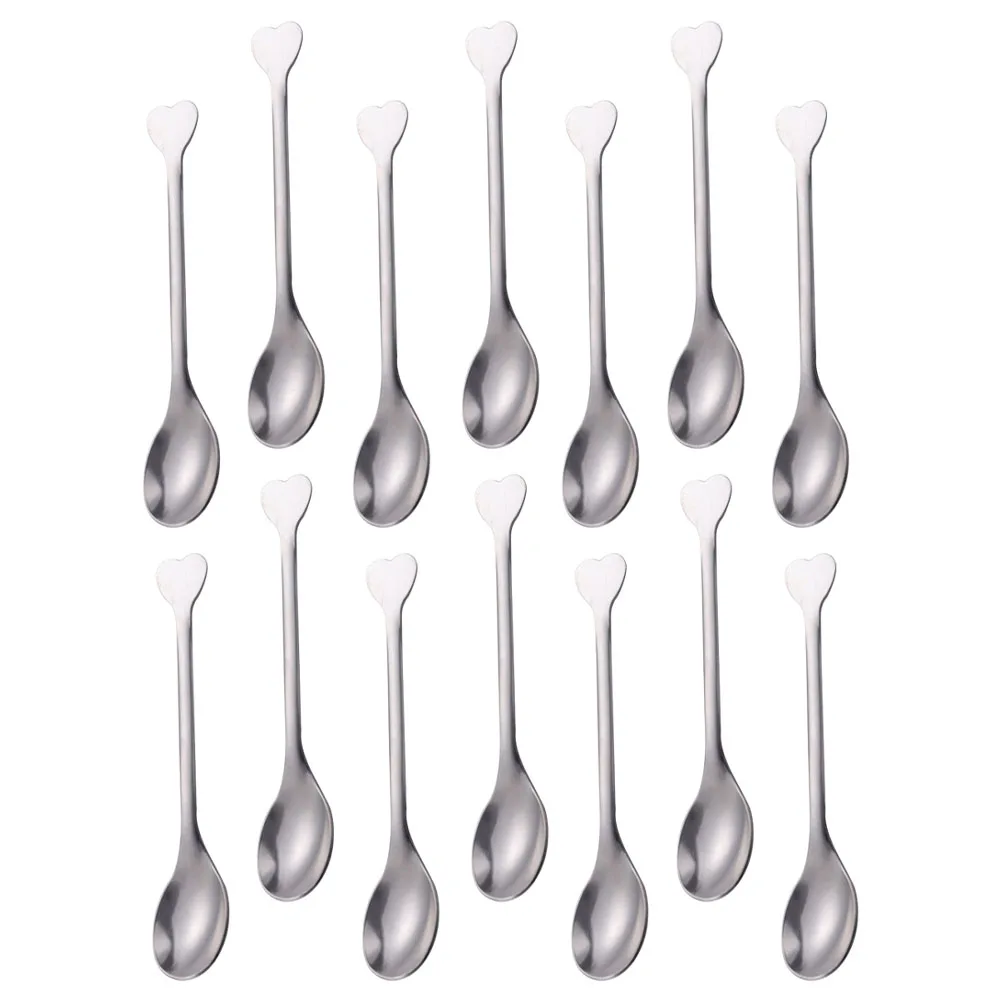 

24Pcs Heart Shaped Dessert Spoons Stainless Steel Mixing Spoon Portable Kitchen Gadgets Coffee Utensils