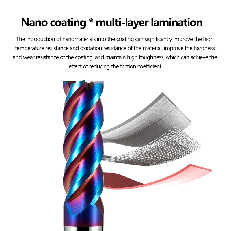 HRC65 HRC72 Carbide End Mill 4Flute Tungsten Steel 6 8 For Stainless steel Titanium Wood CNC Key Router Bit Machine Cutter Tools