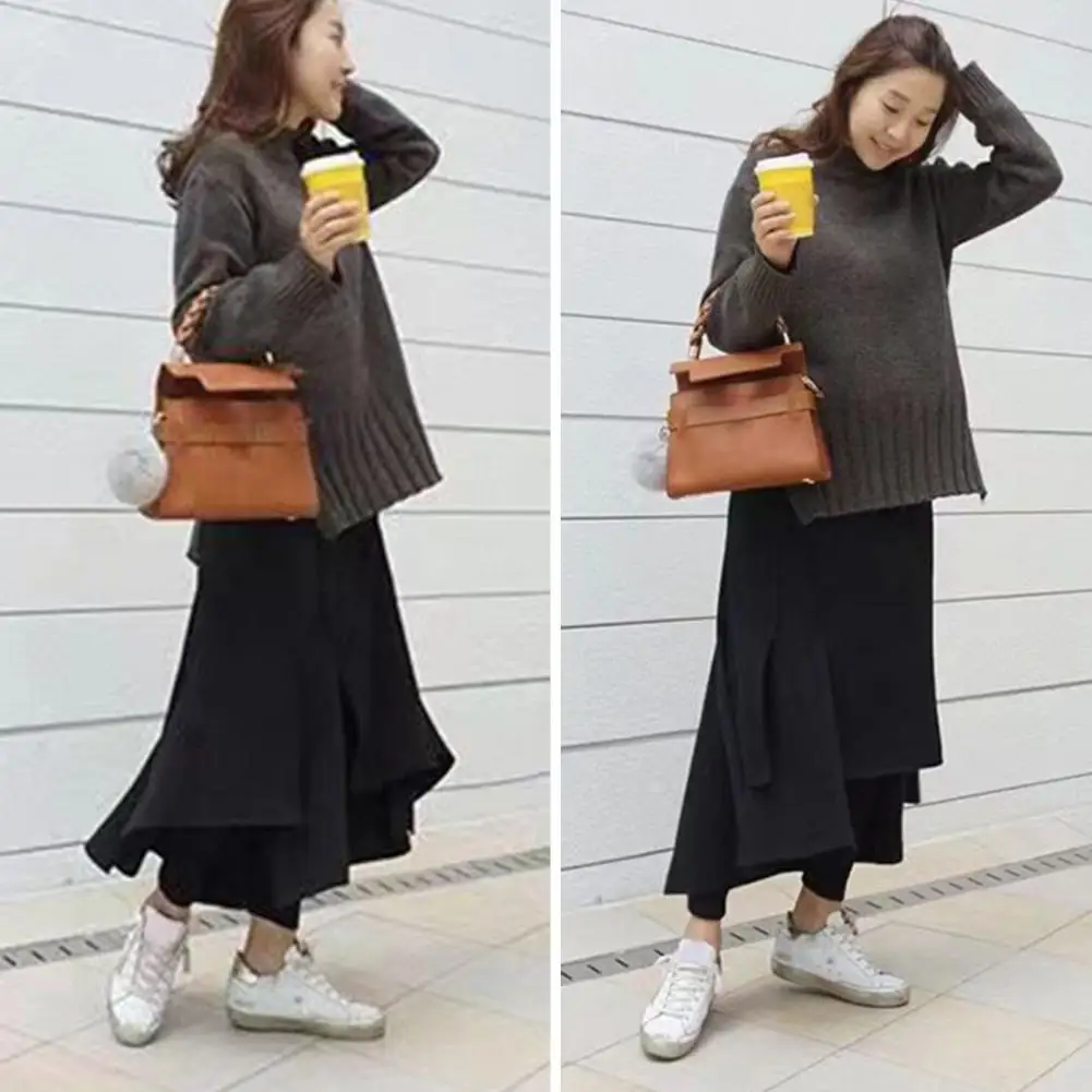 Pencil Pants Skirt Irregular Split Hem Plus Size Winter Leggings Skirt Lady Plush Lining Thermal Tights Leggings Skort