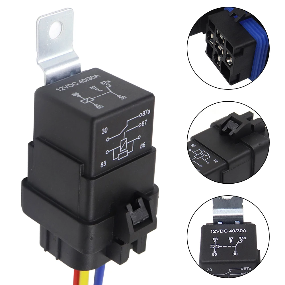 

30A40A Waterproof Relay Harness Socket for 12V/24V Heavy Duty Applications 4 Pin Relay Switch with Built in Diode