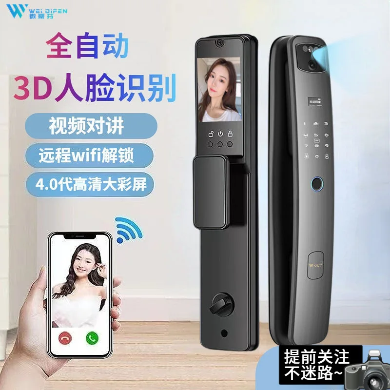 

3D Face Recognition Smart Lock for Home Door with Fingerprint Password Remote Control and Video Intercom for Security Door