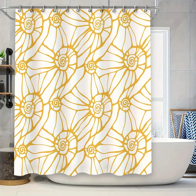 

Занавеска для душа в современном стиле с оранжевым цветочным узором для домашнего декора, белый фон с принтом, тканевое украшение 72x84