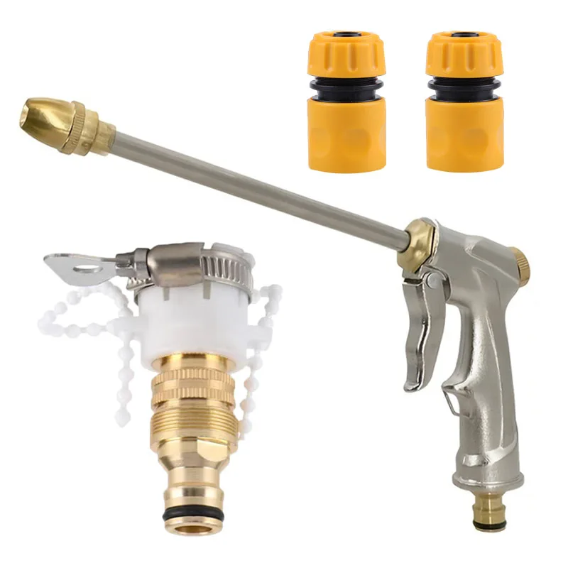 Adjustable Garden Sprayer High Pressure Water Hose Nozzle Spray Gun for Plant Watering with 4-Point Universal Water Pipe Joint