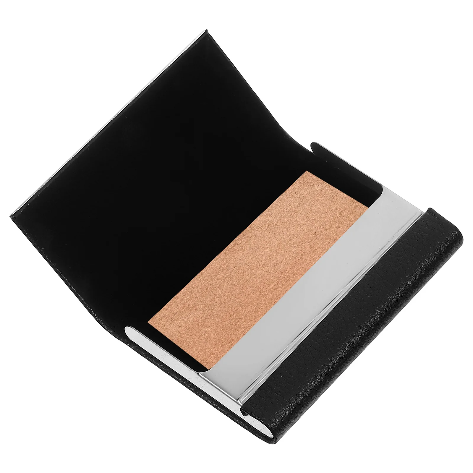 حامل بطاقات العمل من الفولاذ المقاوم للصدأ PU Slim Compact Portable Card Organizer Case صندوق تخزين للإغلاق المغناطيسي لجيب المحفظة