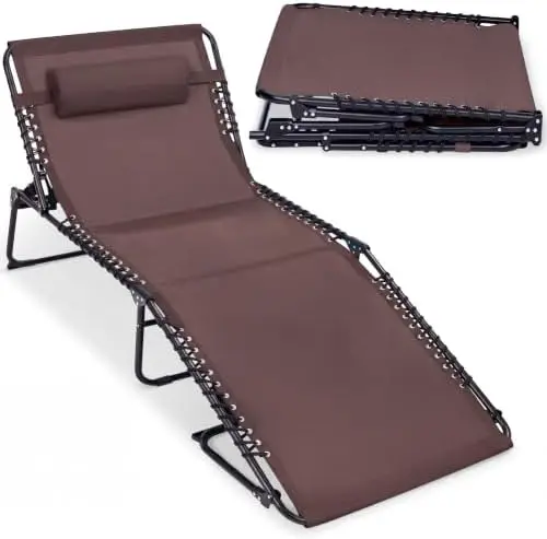 Extra Wide Patio Chaise Lounge Chair, Portable Outdoor Folding Recliner for Lawn, w/ 8 Positions, Handles, 440lb