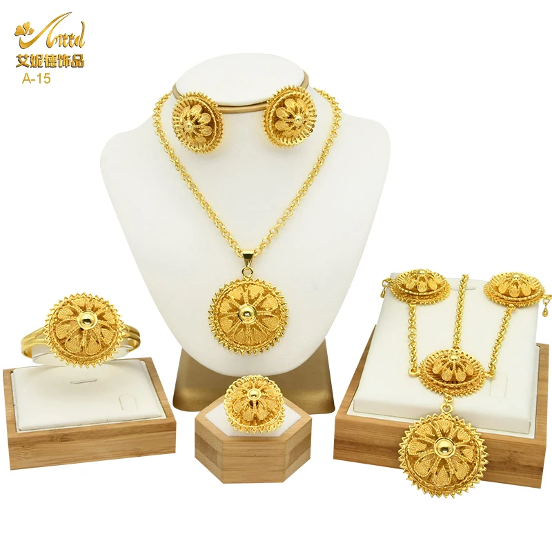 Aniid Parure de bijoux florale dorée 6 pièces 10