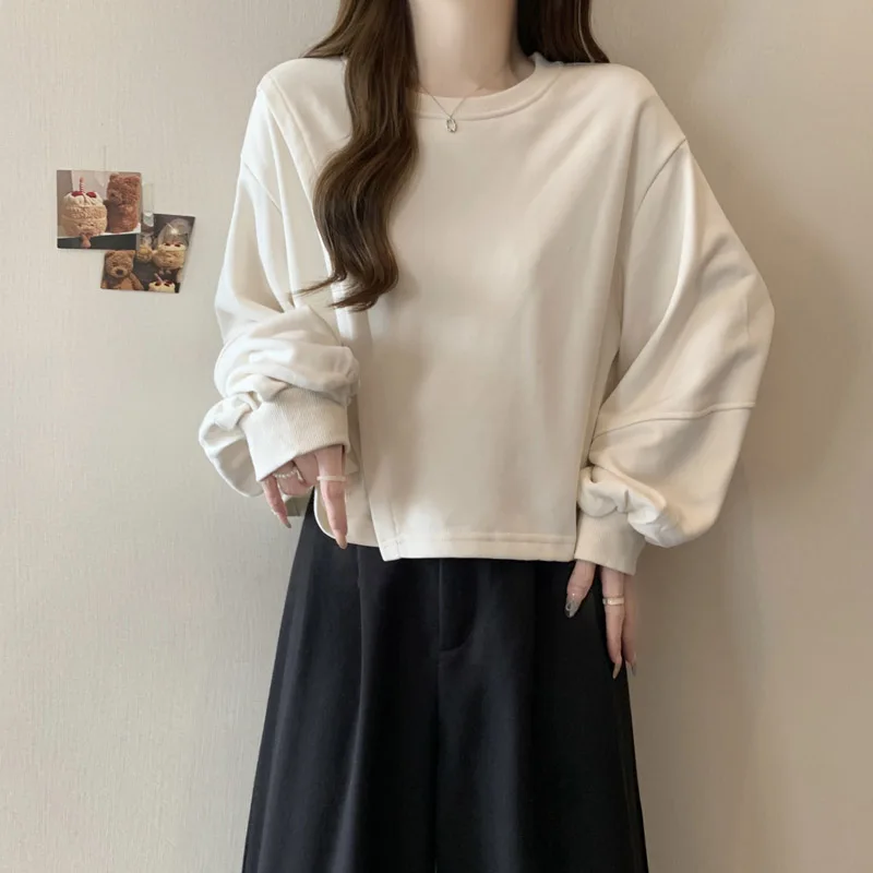 بلوزات نسائية مقصوصة Y2K Polerones لطيف Crewneck Graphical Kawaii Layer الكورية كل مباراة اليابانية الرجعية أسهل مباراة #1