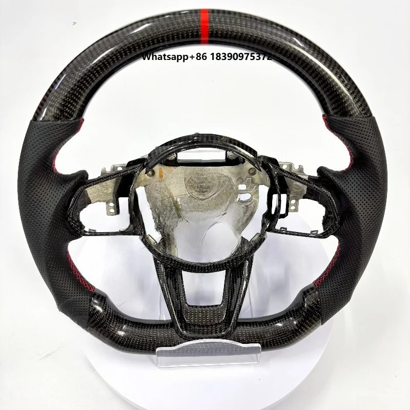 Factory Fast Shipping Perforated Leather Carbon Fiber Car Steering Wheel  for  2021 2022 2023 2024 2025 2026