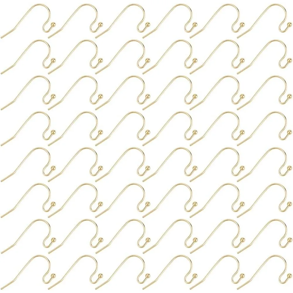 

50pcs 0.6mm Pin Stainless Steel Earring Hooks Golden Ear Wire with Loop Earrings Hooks for Women Earrings Jewelry Making