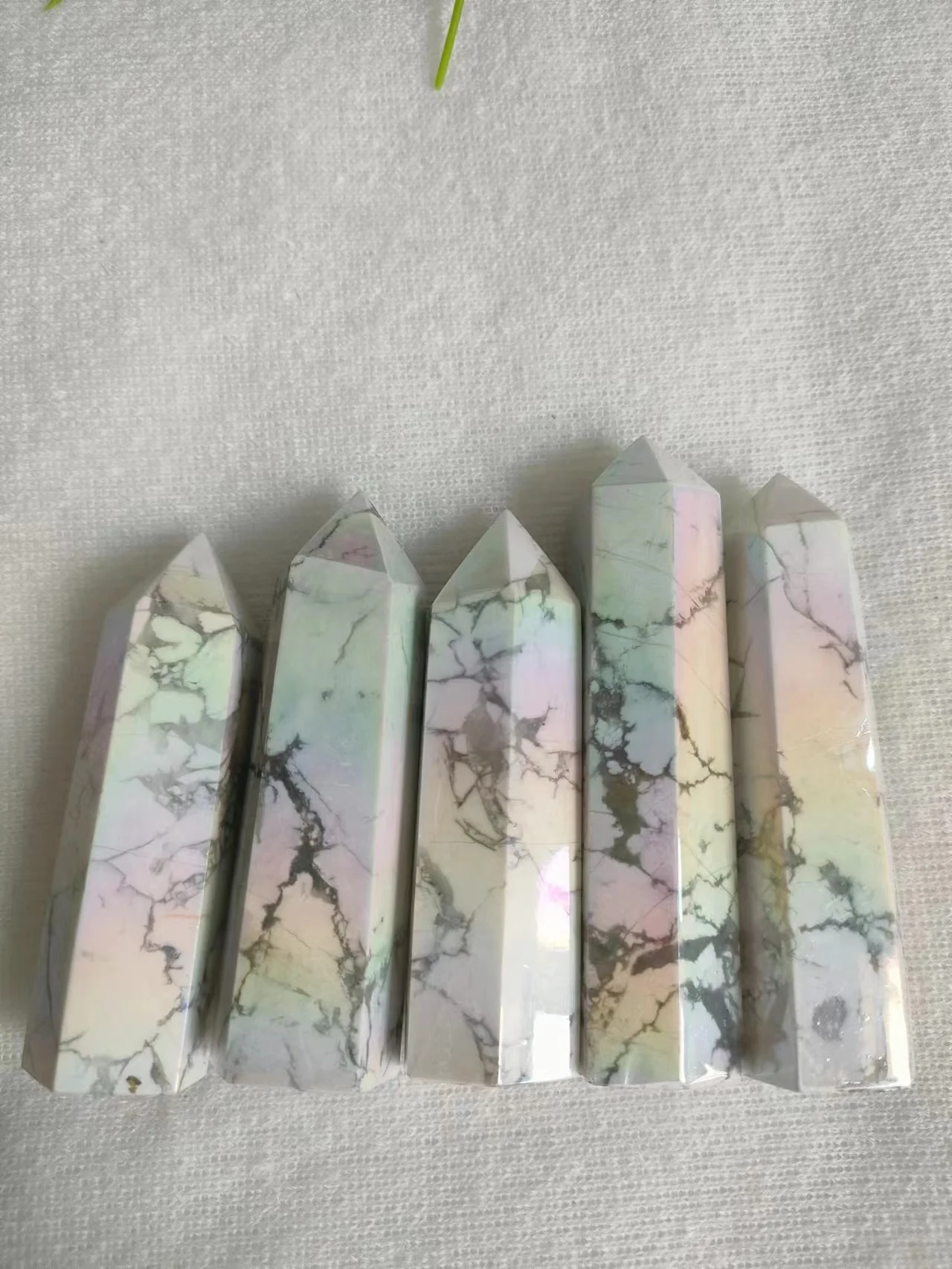 5-8cm Natural Crystal Wand Aura Howlite Quartz Point Plating Gemstone Tower Mineral Specimen Healing