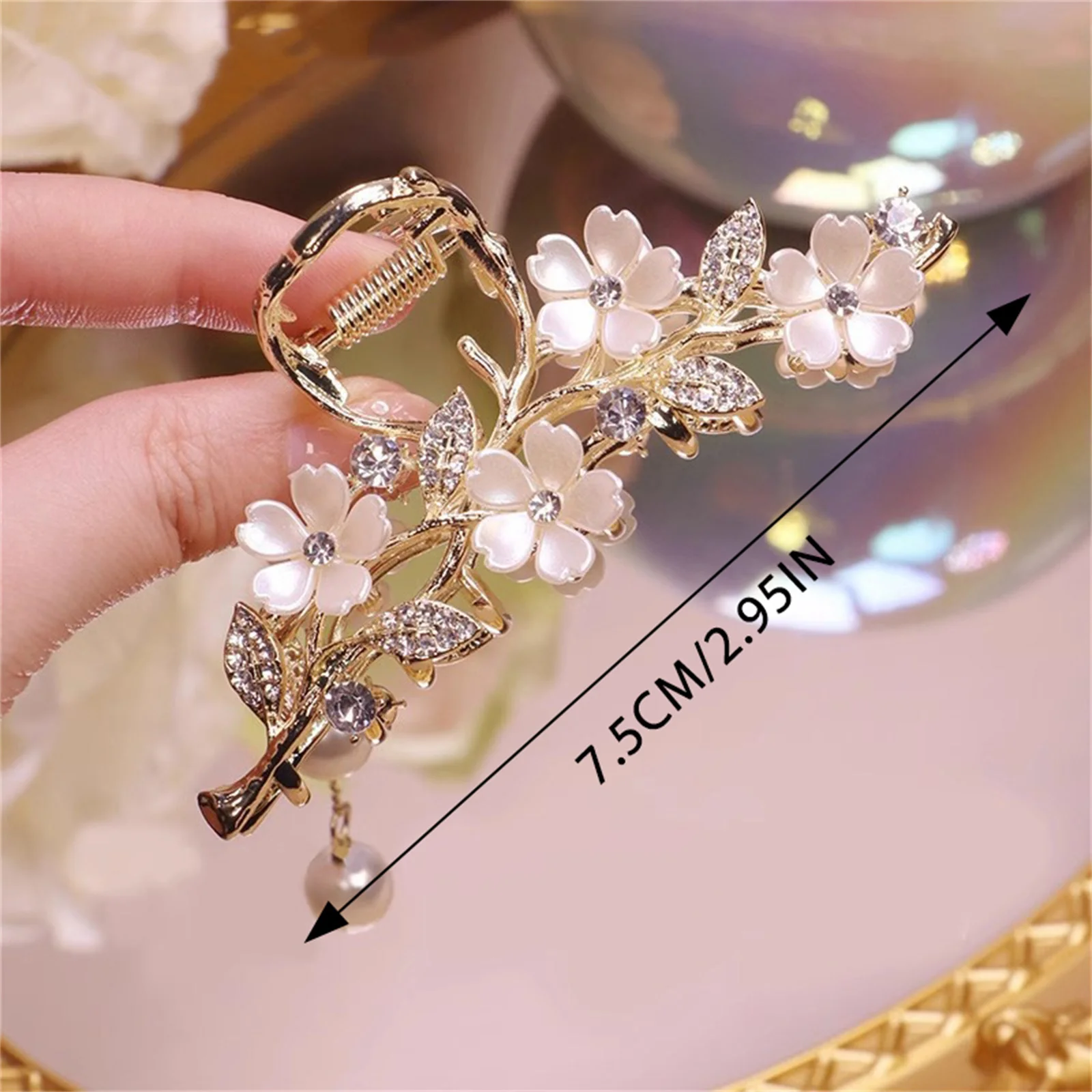 Blumen-Haarklammer für Frauen Hochsteckfrisur Dutt Pferdeschwanz-Halter Große Haarklammer für DIY-Haarstyling-Zubehör – Detail 12