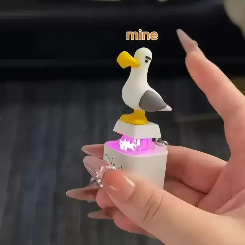 /Vly/Seagull Keycap Keychain Luminous Clicky Keyboard Stress Relief Creative Fidget Toy LED Sound Keychain Portable Pendant Mine