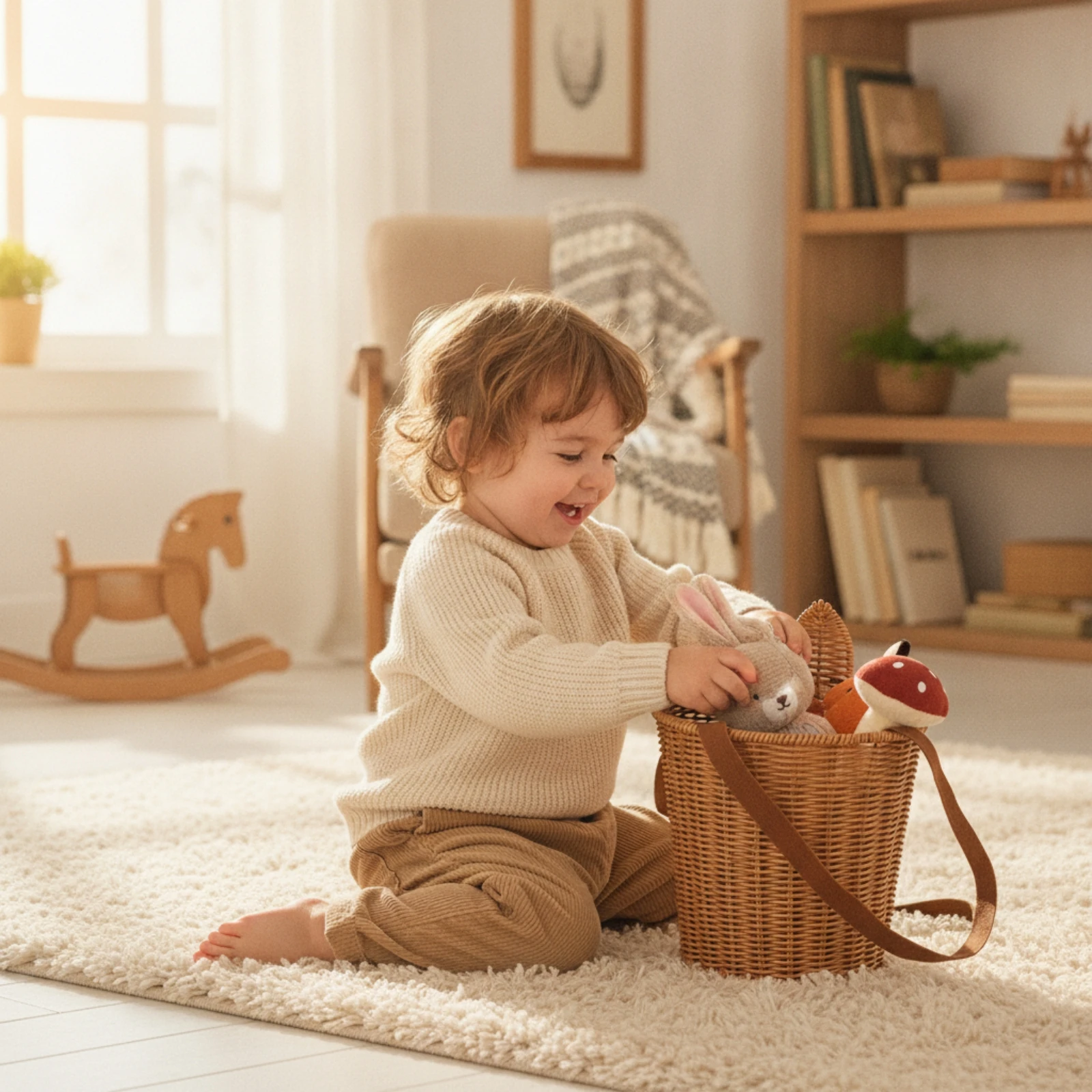Rattan Backpack Basket Rustic Basket with Shoulder Straps Lightweight Long-Lasting for Children, Fungus Foraging, Picnic