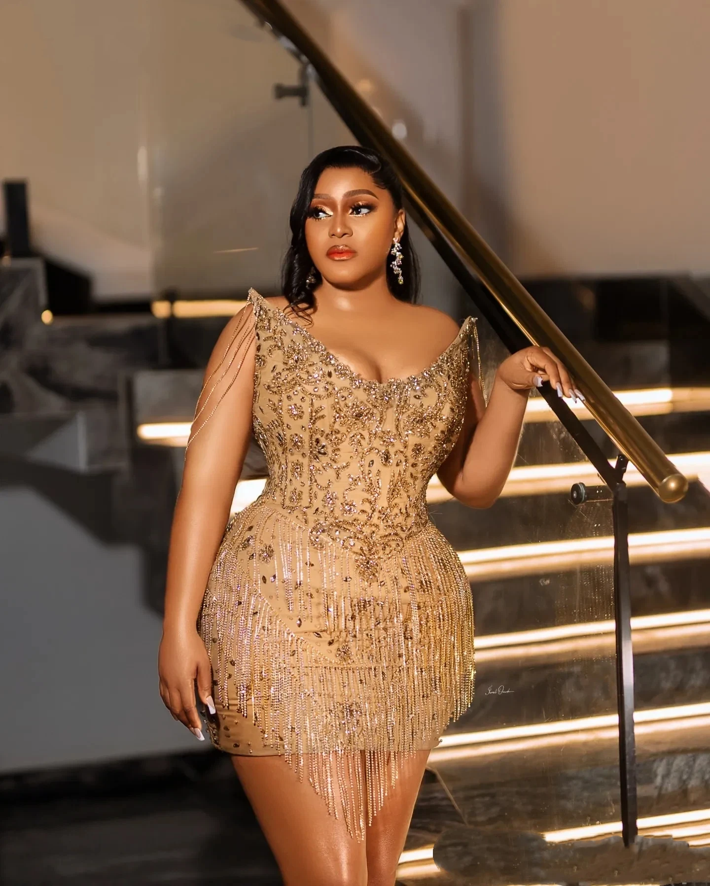 

Mermaid Short Crystal Tassel Cocktail Ball Dress Sexy Backless African Birthday Party Back to School Graduation Dress Customized