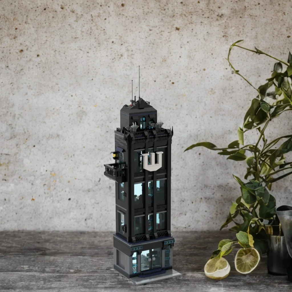 

1267pcs MOC Wayne Tower Encounter DIY Wayne Tower Showdown – Interactive Building Set with Detachable Facade