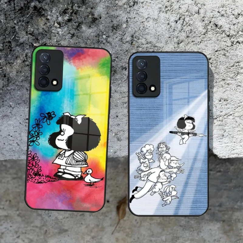 

Mafalda Phone Case For Oppo Find X3 X5 Pro Reno 4 7 6 A15 A54 A95 A55 A57 A93s A94 A92s Glass Cover