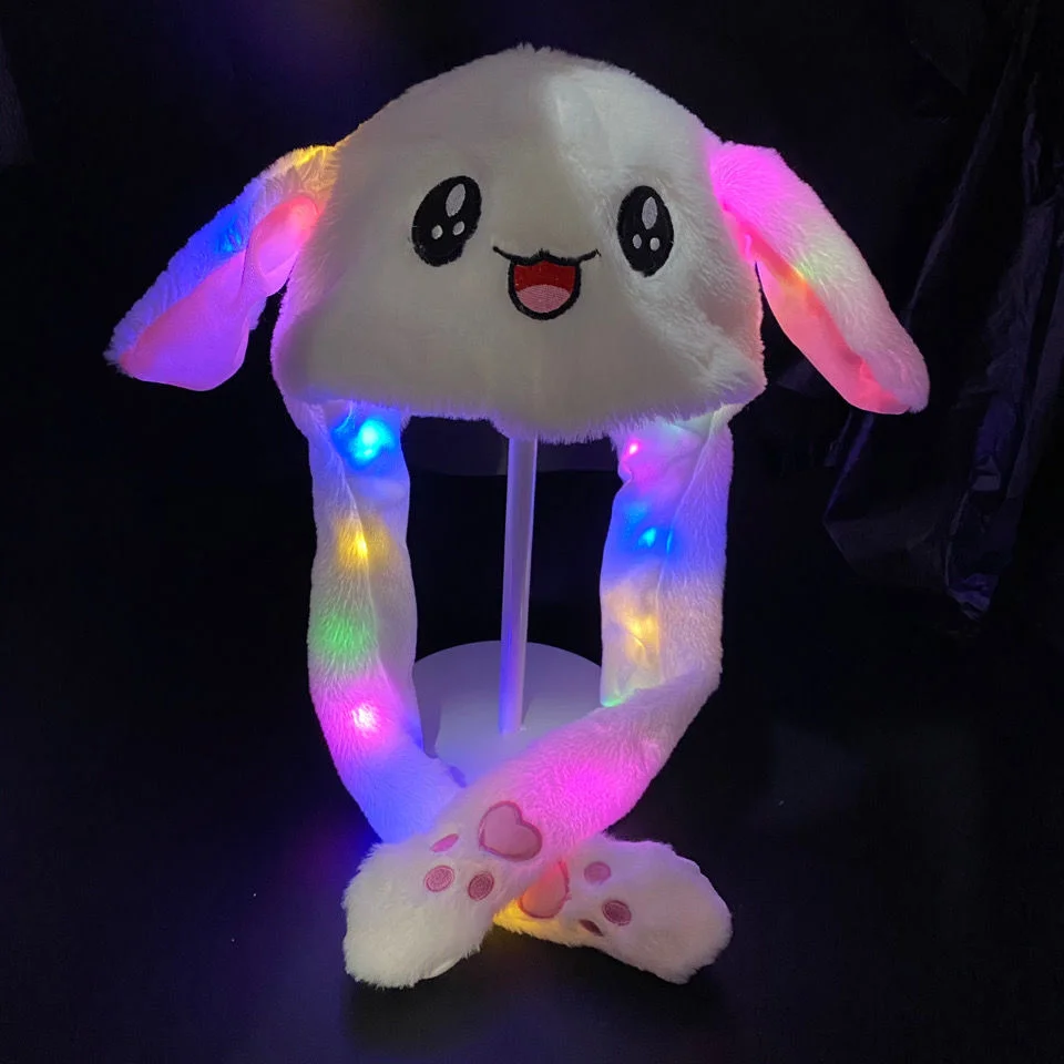 Glowing Plush Rabbit Ears Hat for All Ages