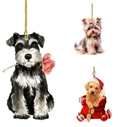 Dog Christmas Ornaments Acrylic Dog Ornament for Christmas Tree Hangable Decoration Tree Decor Season Decor for Indoor Outdoor