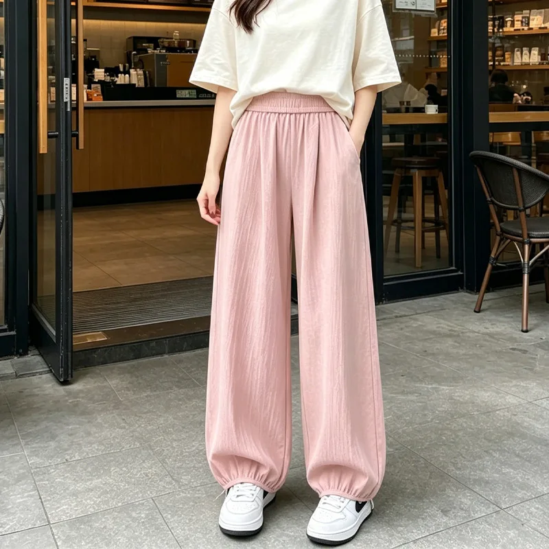 Plus-size Quick-dry Ice Silk Harem Pants for Women, Summer Thin Casual Sun-protection Cropped Baggy Pants