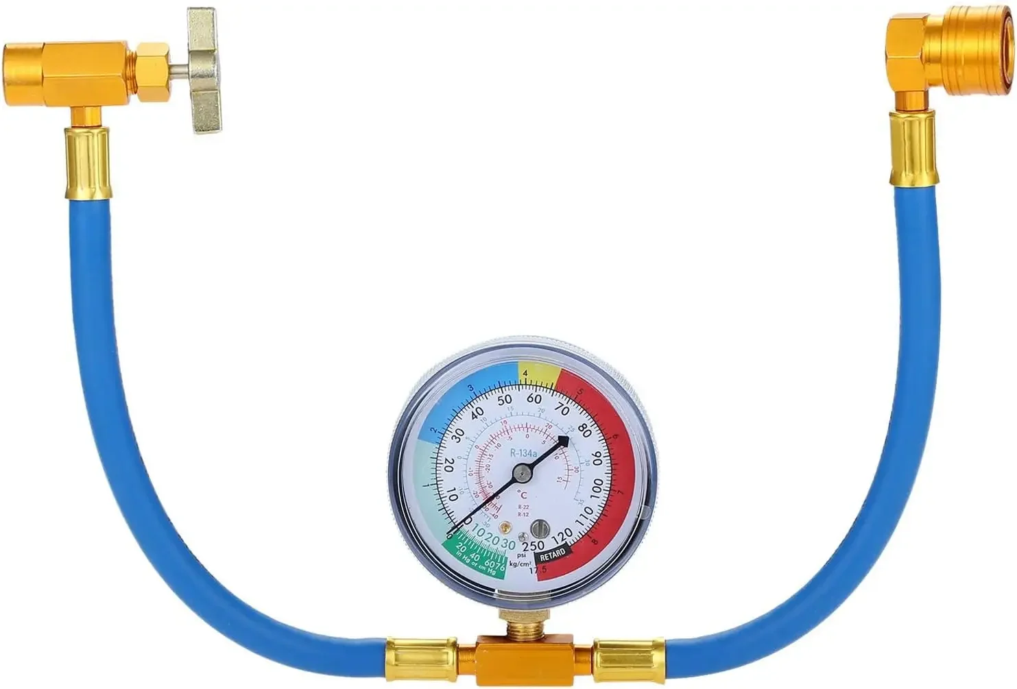 R134A AC Refrigerant Recharge Hose Kit AC Charge Hose with Gauge 1/2