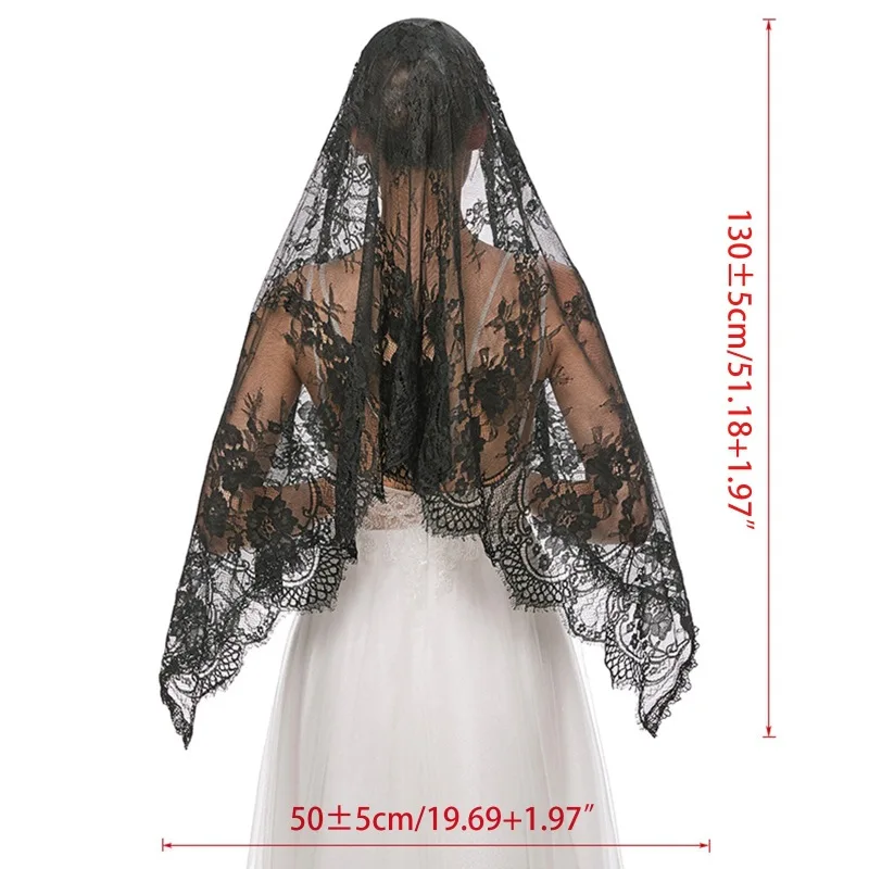 Mantilla di pizzo veli cattolici elegante sciarpa di copertura della testa di massa latina per le donne veli della cappella della chiesa